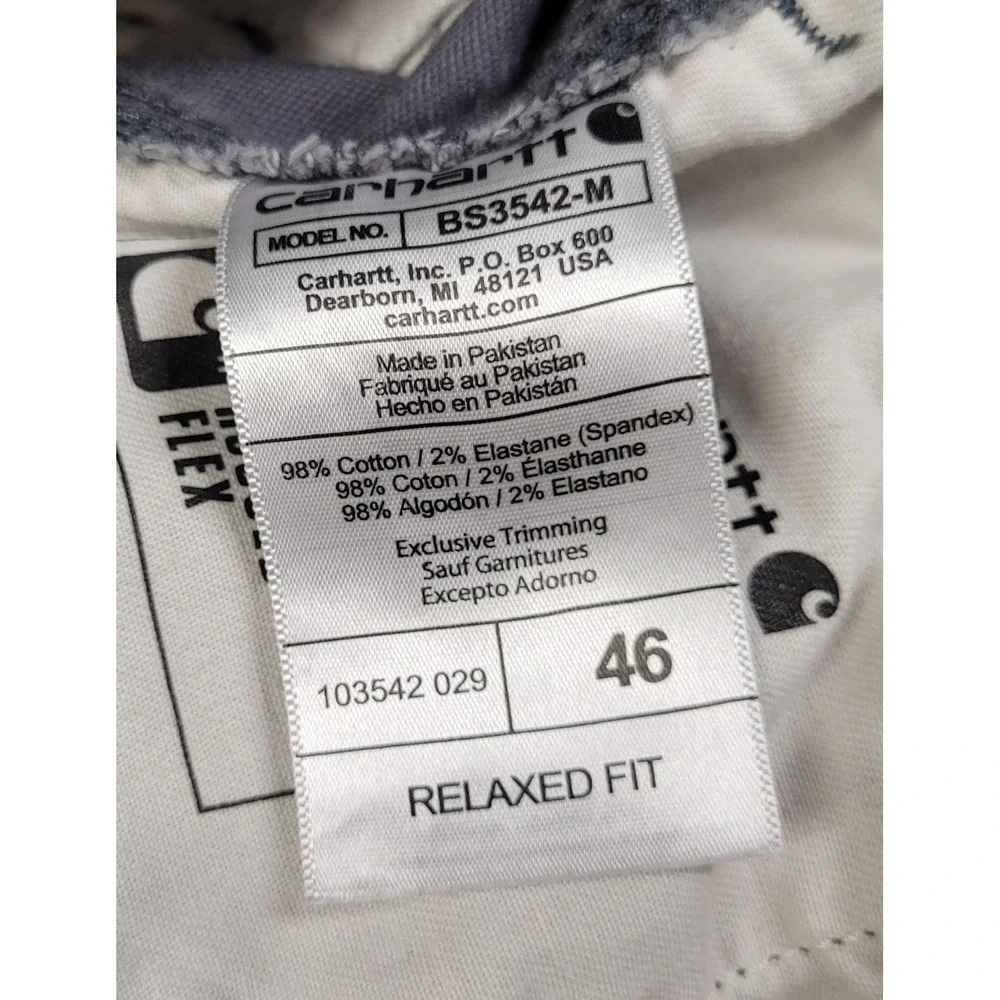 Carhartt Men's 46 Gray Rugged Flex Relaxed Fit Canvas Cargo Work Shorts BS3542-M